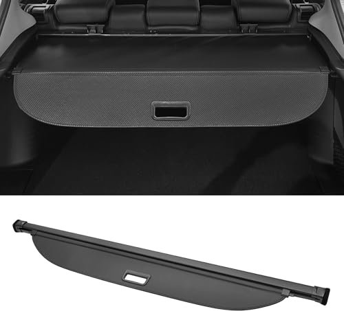 Motoforti Cache-Bagages Rétractable Pour Coffre De Voiture Pour Volkswagen Atlas 2020-2024 Étagère De Coffre Arrière Étagère De Sécurité Pour Bagages, Toile, Fibre De Carbone Noire