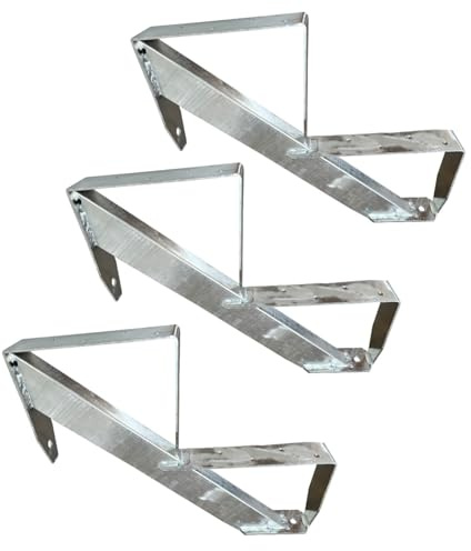Lot de 3 montants d'escalier en bois, galvanisés, hauteur : 34 cm, 2 marches