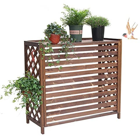 GODFSAHG Écran de clôture de climatiseur en Bois, Couverture de climatisation en Bois Massif, Volets de Support d'affichage de Plantes cachés, Support de Fleurs à persiennes, Support de fle