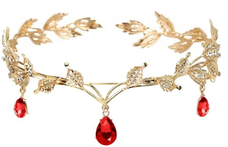 Elfen Kopfschmuck, Tiara Elfe, Blatt Hochzeit Tiara Krone, Feen Kopfschmuck Damen, Elfenkrone Schmuck, Feen Krone, Strass Kristall Braut Tiara, Prinzessin Kristall Tiara Headwear für Frauen Mädchen
