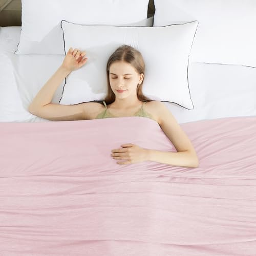 HYLEORY Cooling Blankets for Hot Sleepers, Cool Summer Blanket Keep Body Cool for Night Sweats Double Sided Lightweight Breathable Blanket for Bed Couch Sofa, Twin (60x80), Pink