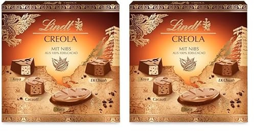 Lindt Schokolade - Creola Pralinés | 165 g | Pralinen Schachtel mit 15 Pralinen in 4 köstlichen Sorten ohne Alkohol mit Kakao Nibs aus 100% Edelkakao | Pralinengeschenk | Schokoladengeschenk