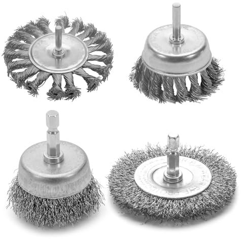 Spazzola per smerigliatrici – Spazzola per smerigliatrice angolare, spazzola leggermente curva con attacco esagonale da 1/4, set di spazzole metalliche