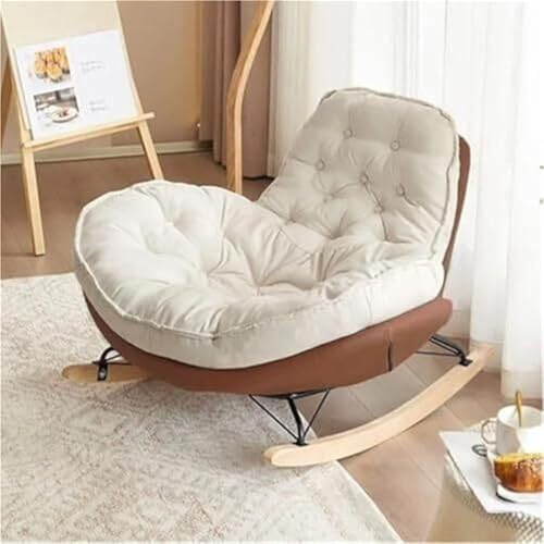 JIESOO Uteplats Gungstol Överdimensionerad Lässtol Inomhus Vadderad Kudde Gungstol Utomhus For Veranda, Vardagsrum, Uteplats, Trädgård, Gård(Brown)