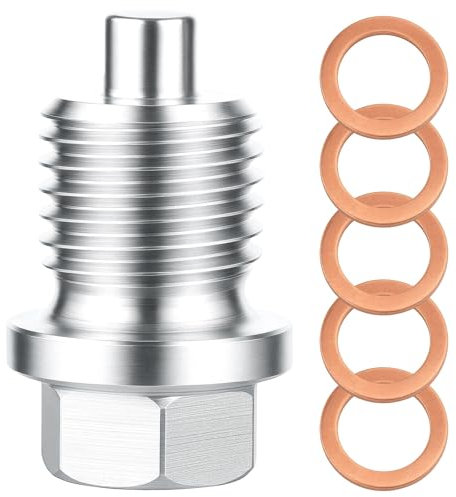 BOXOB M14x1,5 Vite di Scarico Dell'Olio Magnetica, Acciaio Bullone Coppa Olio Motore con 5 Rondelle Guarnizione Universale Anti-perdite Ricambio per Auto Camion Moto la Maggior Parte dei Veicoli