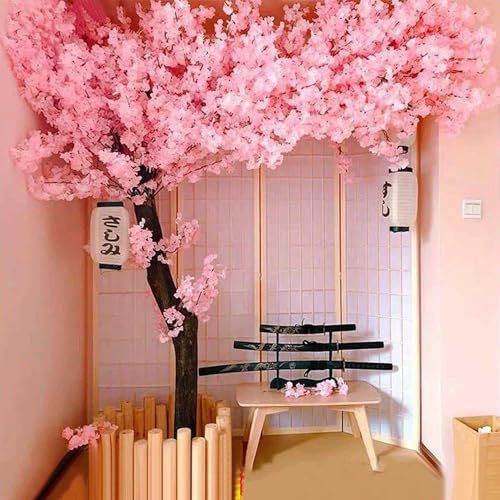 Künstlicher Kirschbaum, handgefertigt, hellrosa Blüten für Innen- und Außenbereich, Zuhause, Büro, Party, Hochzeit, realistische Blumen,