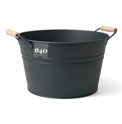 LIVLIG - Vaschetta in zinco, diametro 40 cm, versatile in latta per piante, per laghetto da giardino, 30 l, ideale decorazione da giardino e decorazione per feste in giardino, colore: antracite