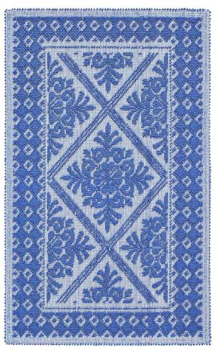 Pierre Tappeti Teppich Sardo, Blau, 55 x 140 cm, waschbar, 100 % Baumwolle, hergestellt in Sardinien. Teppich für Bad, Küche, Eingangsbereich, praktisch weich.