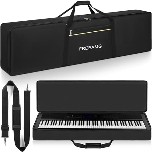 FREEAMG 88 Key Keyboard Gig Bag with 10mm Padding, Dual Shoulder Straps | 600D Oxford Piano Case with Front Storage Pocket, Portable Electric Keyboard Case for Digital Electric Piano (Black)