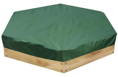 Sandkastenabdeckung Quadratische, sechseckige Oxford-Stoffabdeckung mit Kordelzug for Sandkasten, staubdichte Abdeckung(Green (Hexagon),140x110cm)