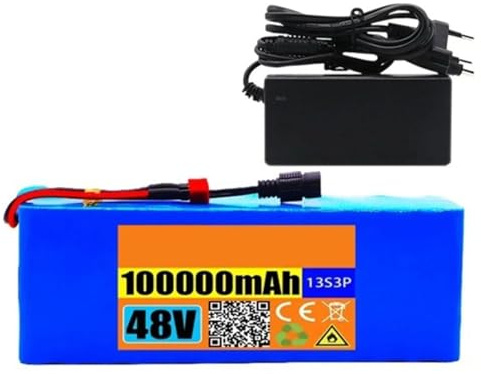 48V 100AH 13S3P Batería Impermeable De Iones De Litio para Bicicleta Eléctrica Ebike Waterproof Lithium-Ion Battery con 54.6V 2A Cargador T
