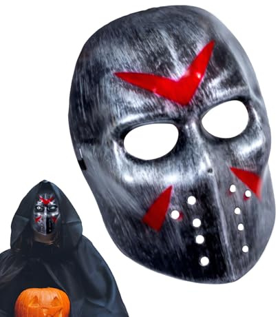 Horror-Hockey-Maske – Horror-Kostüm, Unisex, gruselig, klassisch, für Halloween, verstellbare Maske für Cosplay, gruselige Gesichtsmaske, gruselige Gesichtsmaske für Party Horror Film
