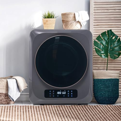 Klein Wäschetrockner,Wandmontierbar Ablufttrockner,Ablufttrockner Wäschetrockner Trommelwaschtrockner,Geräuscharm|Doppelfilter|850w|48x40x58cm,Grau