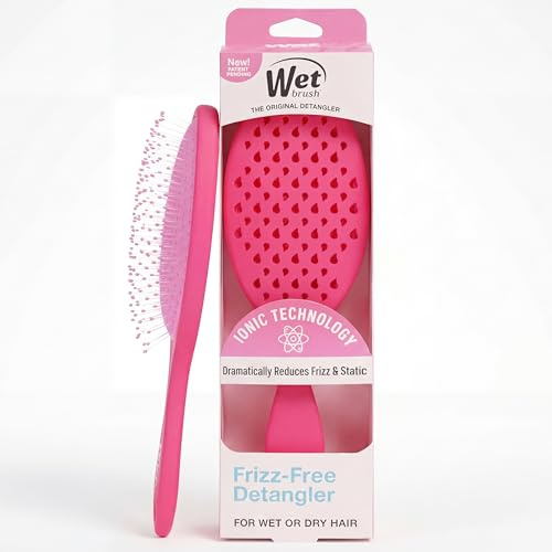 Wet Brush El desenredante sin encrespamiento reduce el encrespamiento, la estática y el cabello con tecnología iónica, el cepillo de peinado de acabado suave añade brillo, diseño ergonómico, funciona