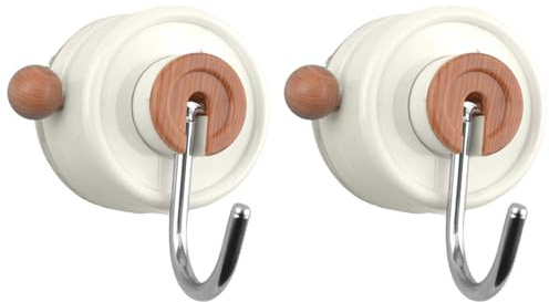 INCREWAY 2 ganchos de ventosa de grano de madera crema, ventosas extraíbles para baño, cocina, gancho reutilizable para azulejos, pared, vidrio, puerta, ventana, organización