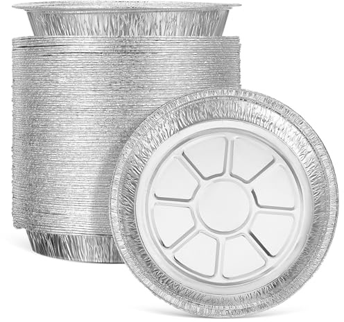 HOODANCOS Teglie in Alluminio Rotonde Usa e Getta 8 Pollici, Set da 100 Pezzi per Friggitrice ad Aria, Padelle Piccole Resistenti per Cottura, Preparazione Pasti e Forno