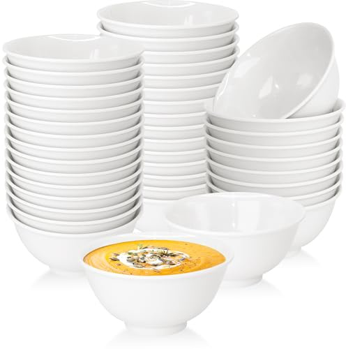 HFZCV 36 Stück Müslischalen Weißes Suppenschüssel, 250ml Unzerbrechliches Leichtes, Weiße Kunststoff Schüsseln Spülmaschinenfest Für Obstsalat Küche Mischen Kratzfest Geschenk (11 x 5.5 cm)
