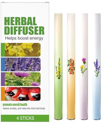 Ensemble d'inhalateur d'huile portable de 4 pièces – Bâton de soutien respiratoire naturel et diffuseur d'arômes personnel – Stylo inhalateur de bien-être pour la maison, le bureau et les voyages