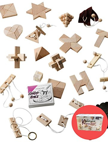 24 Knobelspiele Klassiker/Geduldspiele als Geschenk oder für Adventskalender (Set 5)