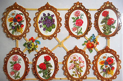 Glanzbilder Blume Rose Ornament EF 7052 Oblate Posiebilder Scrapbook Deko GWI 553
