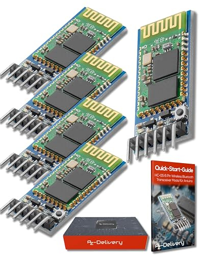 AZDelivery 5X HC-05 HC-06 Module Émetteur-Récepteur RF sans Fil HC-06 Bluetooth RS232 TTL Série Compatible avec Arduino et Raspberry Pi incluant Un E-Book!