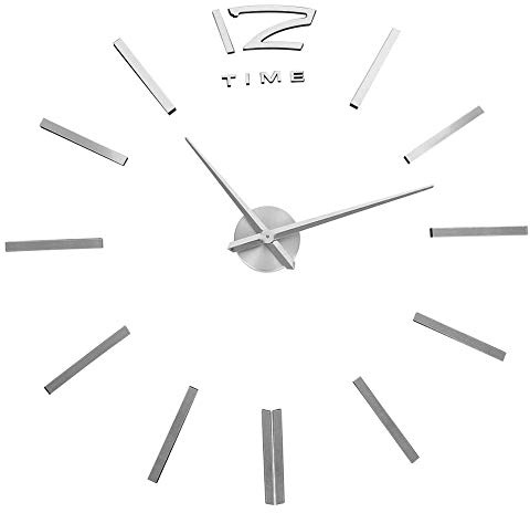 Wanduhr Wandtattoo 3D Digitaluhr Heimwerker Spiegeleffekt, leise, Heimdekoration silberfarben