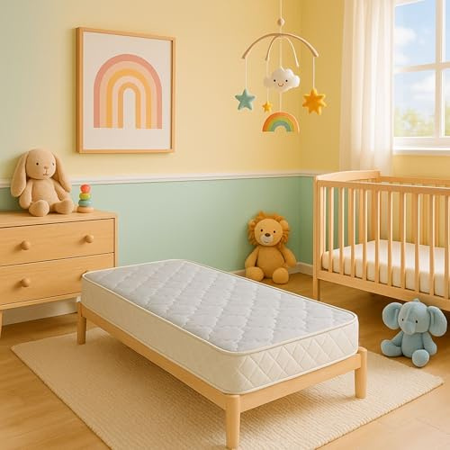 Literie Julien Matelas pour bébé 60x120 cm Hauteur 15 cm -Tissu 100% Polyester 240 GR/m2 - ame: Mousse 100% Polyurethane 14 cm 33 Kg/m3