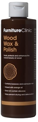 Furniture Clinic Cera para madera y abrillantador de madera (500 ml) – Abrillantador con aroma a naranja, ideal para madera acabada o sin acabar, pulido de muebles totalmente natural que añade un