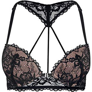 Lascana Damen Push-up-BH mit Vorderverschluss, elastische Spitze, herausnehmbare Kissen, dekorativer Spitzenrücken für EIN verführerisches Dekolleté