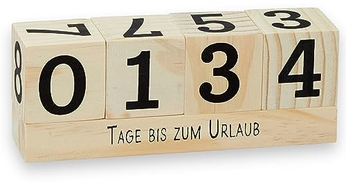 År nedräkningskalender kub i trä med temalist – permanent års bordskalender – lucklös dagräkning upp till 432 dagar för bröllop, födelsedagar, prov och mer (natur)