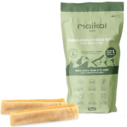 Latte di yak per Cani Taglia L Masticativi Naturali Lunga Durata Masticativo100% Naturale Pack 2 Formaggio dell´Himalaya Ossa da Masticare per la Salute Dentale 15-20kg – Regali per Cani