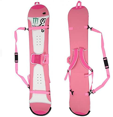 WEALTHY73 Tragbare Furnierschutzhülle Allround-Snowboardtasche Aufbewahrungstasche für Skiausrüstung Elastisches SBR-Gewebe, Wasserdicht und Verschleißfest, pink,160CM