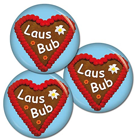 3|5|10 SET Button Lebkuchenherz Lausbub 37 mm Button Ansteckbutton Pin Oktoberfest Wiesn Volksfest für Dirndl oder Lederhose