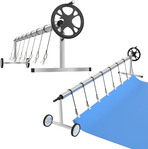 Froadp Pool Aufroller Aufrollvorrichtung 300-570cm Swimming Pool Zubehör aus Aluminium Aufrollsysteme Schwimmbadabdeckung Witterungsbeständiges Aufroller Poolabdeckung für Solarplane und Poolplanen