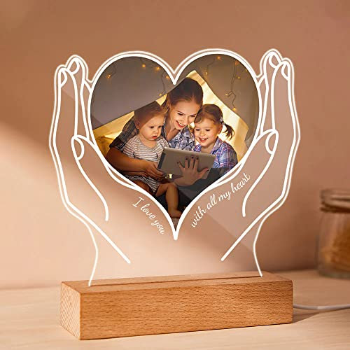 VEELU Personalisiertes Nachtlicht für Babys - Individuelle Nachttischlampe für Kinder mit Vorname und Datum - Personalisierte Geschenke - Babygeschenk - Taufgeschenk Dekoration (Stil 2)