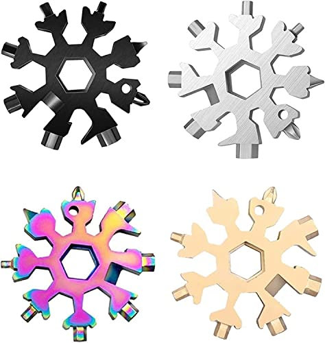LSSEDA 18-in-1 Snowflake Multi Tool,Incredible Tool,Multi-tool Snowflake Spanner Stainless Steel Hand Tools Star Anise Screwdriver Home/Outdoor Emergency Wrench (Color : Color) (Color : Black)