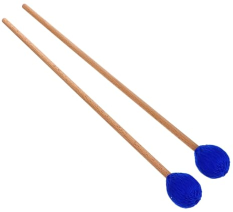 Marimba Schlägel 1 Paar mit Garnkopf und Ahorngriff Blau | Xylophon und Bass Percussion, Holz Acryl Yarn, für Anfänger und Profis