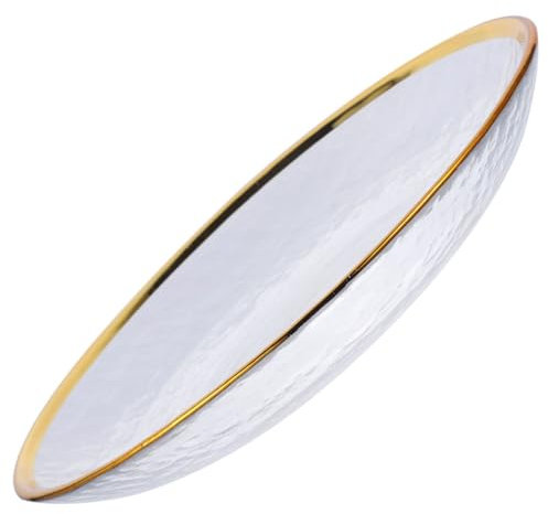 MAGICLULU Glasteller Rund Weiß mit Goldrand aus Glas, Japanisch Elegant