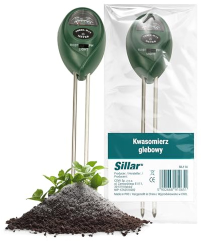 Sillar Bodenmessgerät Boden-PH-Wert-Tester 3 in 1, digitales Bodenfeuchtigkeits/Sonnenlicht/Boden-PH-Messgerät, Pflanzenfeuchtigkeitsmessgerät für Gartenarbeit, Rasen und Pflanzen im Freien (3 in 1)