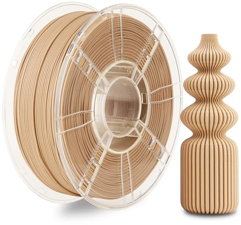 LVVJ3D Pla Filament 1.75 mm, 3D Drucker Filament PLA Natürliche Matte Holzstruktur, Weißeiche Holz Filament Maßgenauigkeit +/- 0,03 mm, 1 kg/Spule