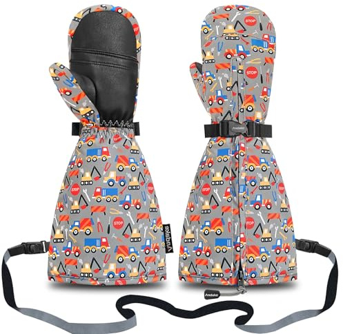 Andake Gants pour Enfants, Gants d'hiver Chauds, imperméables, Coupe-Vent, pour Enfants avec Fermeture éclair, pour garçons et Filles