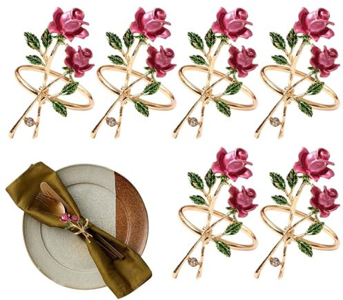 Blume Serviettenhalter Legierung Elegant Serviettenhalter Rose für Party, Bankett, Geburtstag