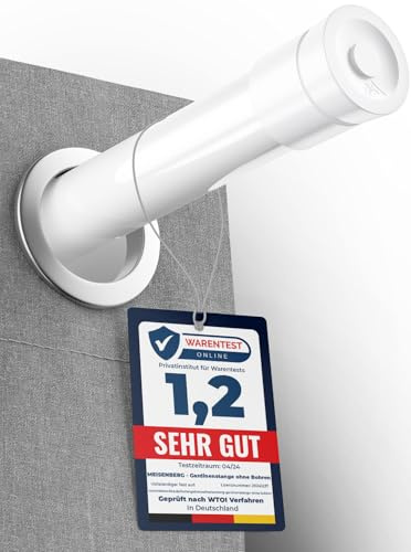 MEISENBERG Bastone Tenda a Pressione 70-120 cm, Bianco – Asta per Tende Senza Forare