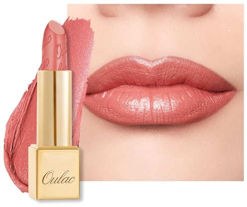 Oulac Pintalabios Mate Coral, Efecto Brillo Metálico, Barras de Labios de Larga Duración, Alta Pigmentación, Hidratación y Confort Para los Labios, Vegana, 4,3g GM08 Enthusiasm