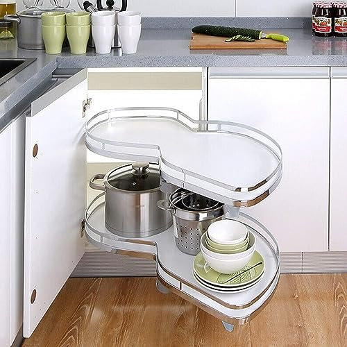 Eckauszug für Küchenschränke, nach rechts schwenkbarer Eckschrankauszug für 36 Zoll/900 mm Schränke, 2-stufiges Schwenktablett, sanftes Schließen für rechtsseitig zu öffnende Eckschränke