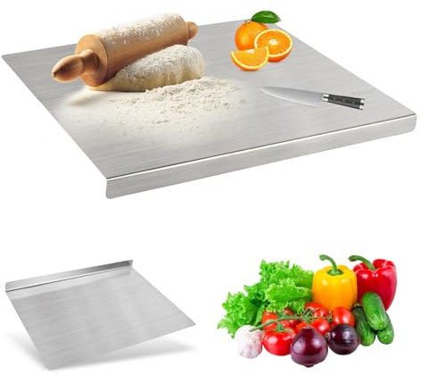 Focenat Planche a Decouper Inox 40 x 30 cm, Planche à Pétrir Inox, Protege Plan de Travail Cuisine avec bord d'arrêt, Plaque Inox Cuisine, planche à découper en titane pour Cuisine, Bar, Restaurant