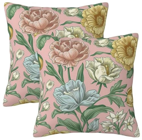 Kissenbezug 40x40 cm 2er Set Herbst Deko Kissen Rosa Wellen Kissenbezug, Quadrat Kissenbezüge, Weicher Sofakissen, Kissenhülle Herbst, Zier Kissen Mit ReißVerschluss, Couch Deko Schlafzimme 16x16Inch