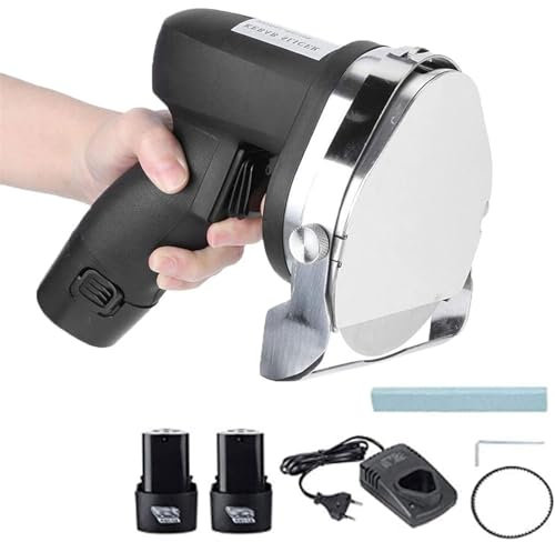Couteau Shawarma électrique sans fil, trancheuse à kebab turque 2800 tr/min, épaisseur réglable de 0 à 8 mm, coupe-kebab portatif avec 2 piles rechargeables, adapté aux restaurants et aux magasins