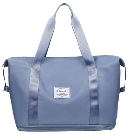 PORRASSO Borse da Viaggio da Donna Borsa Sportiva Pieghevole Grande Espandibile Borsa da Palestra Borsa da Weekend per Palestra Viaggio Azzurro