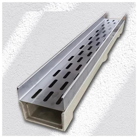 MNIHSFRTY Desagüe de Canal Exterior para guijarros y Piedras de Lluvia, alcantarillado con Malla de Acero Inoxidable, Rejilla de Drenaje de Canal fácil de Instalar, Juego de Drenaje de Canal